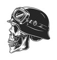 skull in biker helmet and goggles vector image