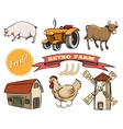 set of retro farm icons vector image vector image