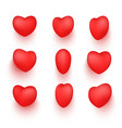 3d red heart shape collection realistic template vector image vector image