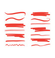 red brush stroke underline marker pen highlight vector image