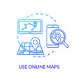 use online maps blue concept icon navigation vector image