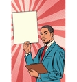 businessman with advertising poster african vector image