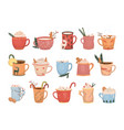 collection of christmas hot drinks vector image