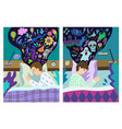 concept of healthy sleep and with nightmare vector image