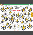 counting left and right pictures of cartoon fish vector image vector image