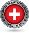made in switzerland silver label with flag vector image