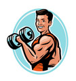 strong athletic man raises heavy dumbbells vector image vector image