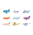 airplane icon set cartoon style vector image