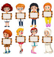 blank sign template with many children on white vector image