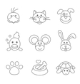 pets related icon set in thin line style vector image