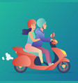 guy and the girl couple are riding the moto vector image