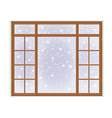 wooden window with frost vector image