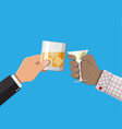 hands group holding glasses with drinks vector image vector image