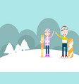 human with ski and snowboard cartoon vector image