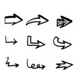 set hand drawn arrows on white background vector image