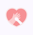 paw on hand of kid in heart shaped frame vector image