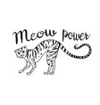 striped kitty cat meow power cute pet hand vector image