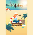 happy kids having fun on beach vector image
