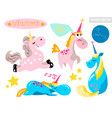 unicorn sticker set vector image