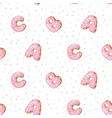 cartoon seamless pattern with abc donuts letters vector image