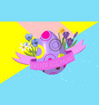 easter egg hunt with decorated egg ribbon vector image
