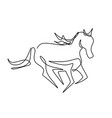 continuous one line drawing horse logo elegance vector image