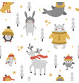 cute seamless pattern with animals vector image vector image