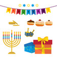 jewish holiday of hanukkah symbols set vector image