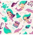 marine seamless background with mermaid vector image