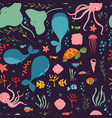 seamless pattern with underwater ocean animals vector image