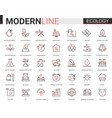 ecology flat line icon set vector image