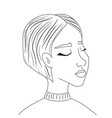 hand drawn portrait of a girl with closed eyes vector image