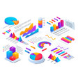 isometric graph chart and modern business vector image