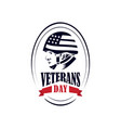 veterans day with an american flag army helmet vector image