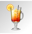 realistic cocktail tequila sunrise glass vector image
