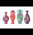 colored pottery vases isolated on background vector image