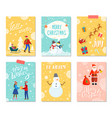 merry christmas set greeting xmas cards vector image