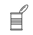 open tin can with lid side view linear canned vector image
