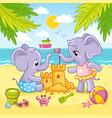 baby elephants are playing in sand vector image