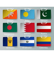 realistic set flags paper countries vector image