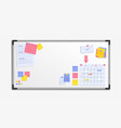 realistic whiteboard for memo notes and planner vector image