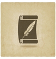 scroll and feather writing symbol old background vector image vector image