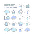 cloud data icons global connection internet vector image vector image