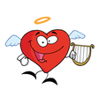 heart angel flying with lyre vector image