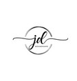 jd initial handwriting logo with circle template vector image