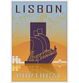 lisbon vintage poster vector image vector image
