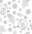 seamless space background with planets comets vector image