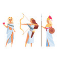 cartoon greek gods ancient goddesses artemis vector image vector image