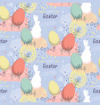 happy easter hand drawn seamless pattern with eggs vector image