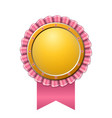 award ribbon gold icon golden pink medal design vector image